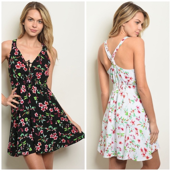 Dresses & Skirts - Black Floral Mini Dress